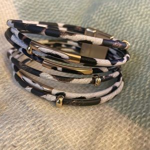 Faux leather animal print bracelet